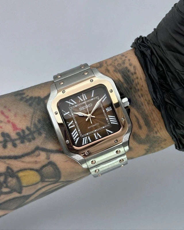 Brown 2-Tone Steel | Santos Automatic NH35 39mm