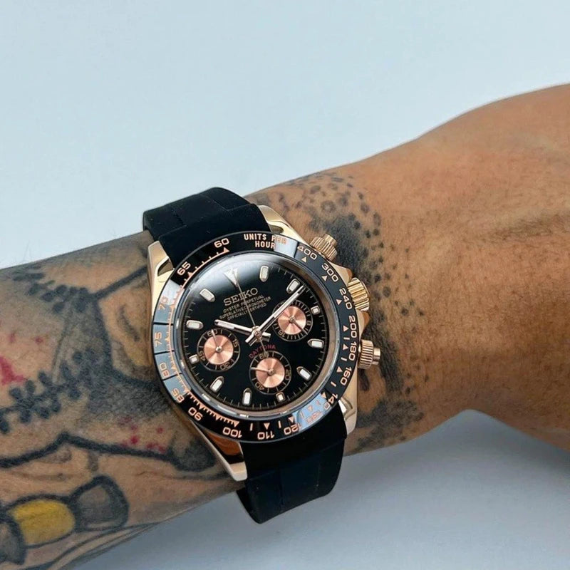40mm Black Rose Gold | Daytona VK63 Quartz Chronograph