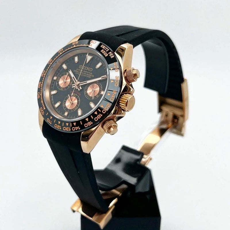 40mm Black Rose Gold | Daytona VK63 Quartz Chronograph