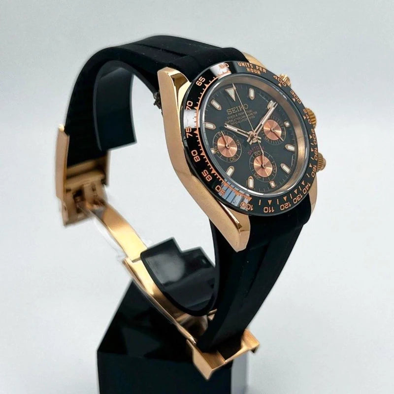 40mm Black Rose Gold | Daytona VK63 Quartz Chronograph