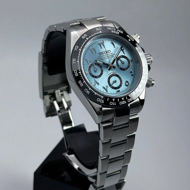 40mm Ice Blue Arabic Daytona | Vk63 Quartz Chronograph Watch