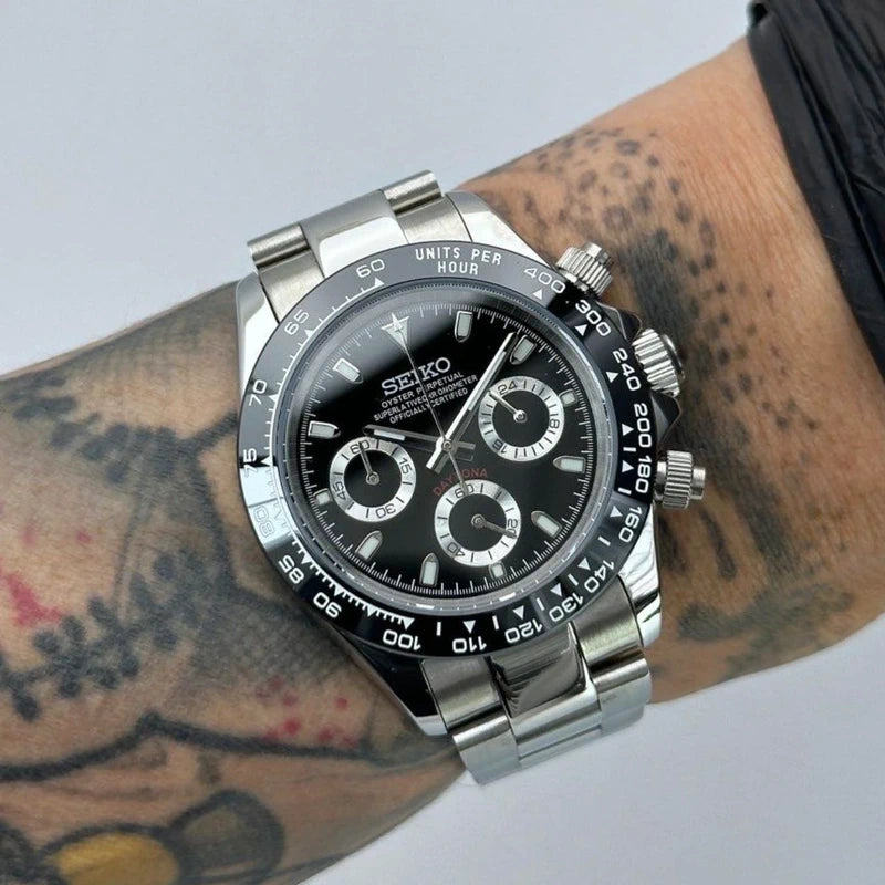 40mm Black Panda | Daytona VK63 Quartz Chronograph
