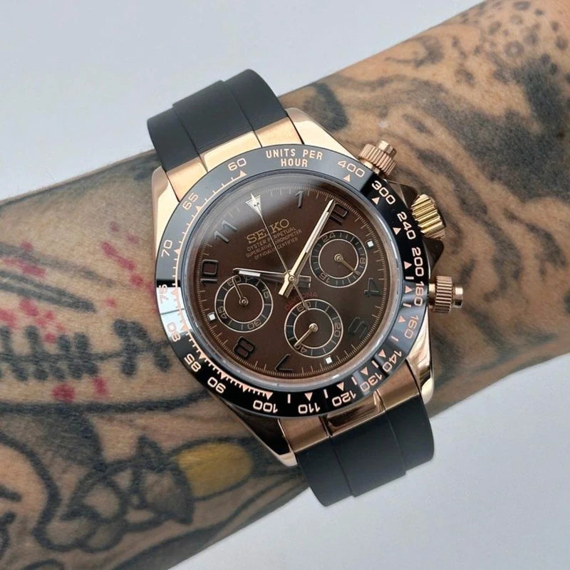 40mm Brown Chocolate | VK63 Daytona Quartz Chronograph