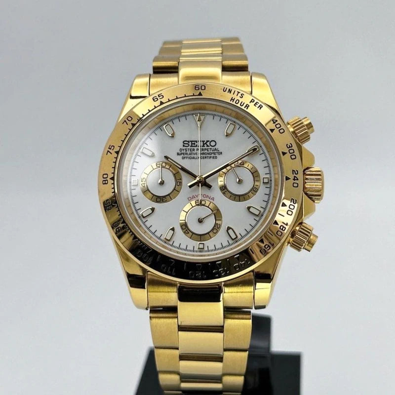 Gold Daytona | White Dial Quartz VK63 40mm Chronograph