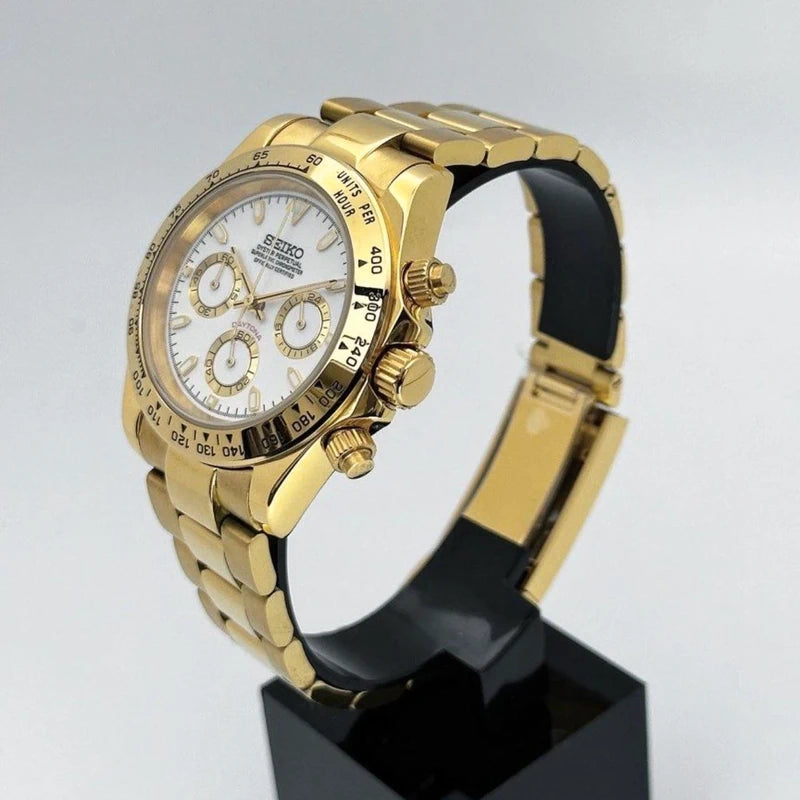 Gold Daytona | White Dial Quartz VK63 40mm Chronograph