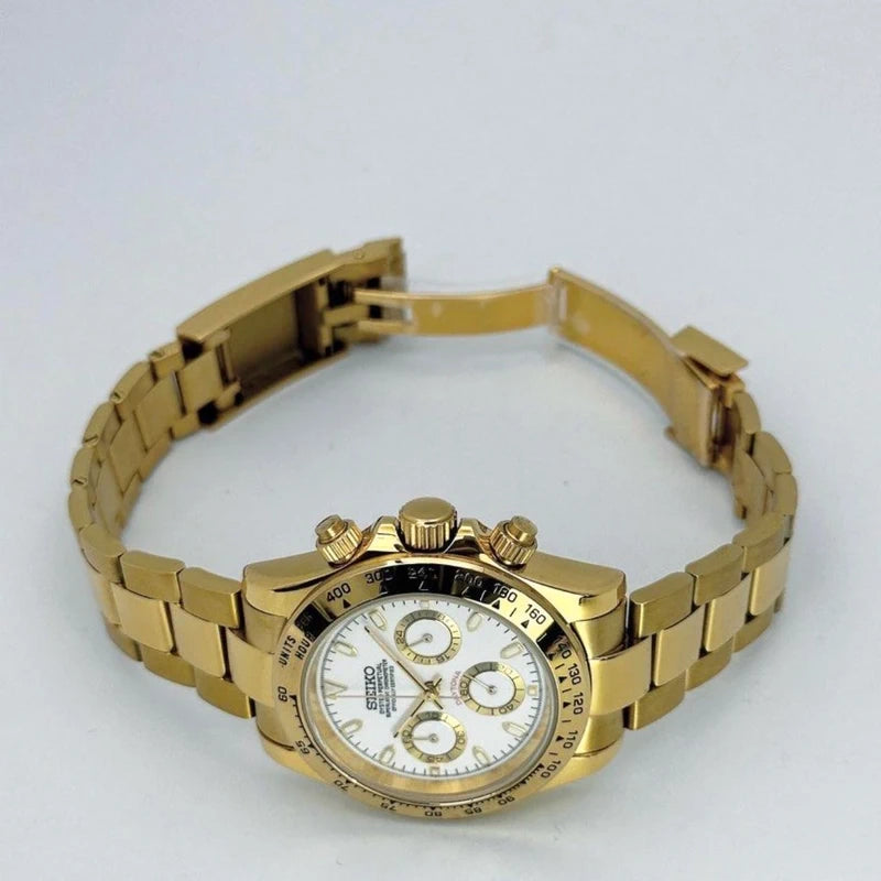 Gold Daytona | White Dial Quartz VK63 40mm Chronograph