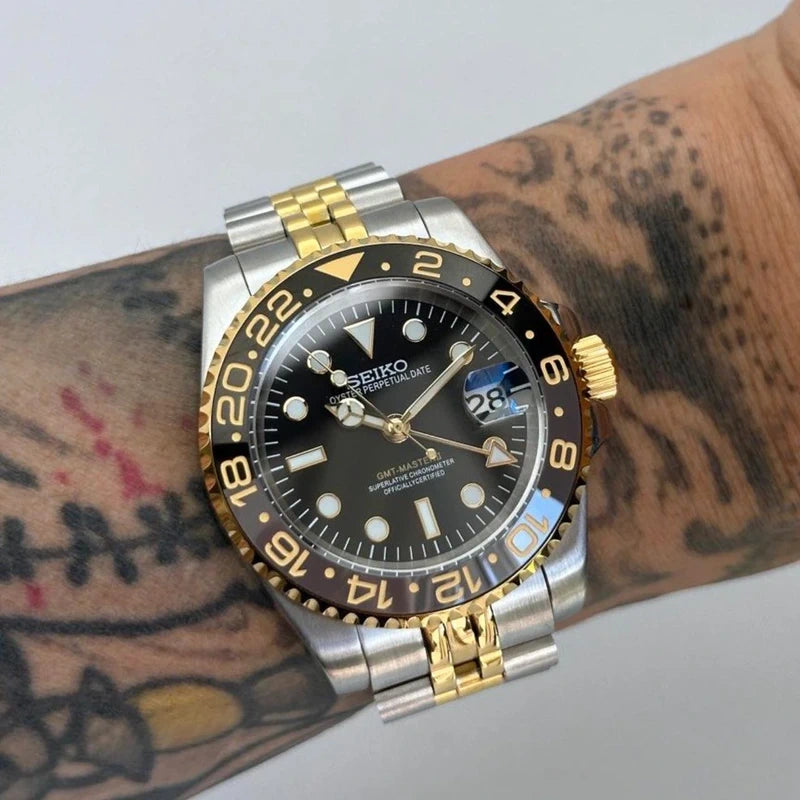 40mm 2-Tone Steel Gold Bruce Wayne GMT | Automatic Watch