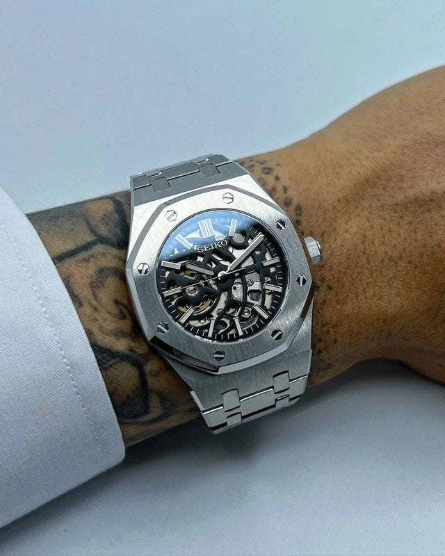 Silver Black Skeleton Royal Oak 41mm | NH70 Automatic Movement
