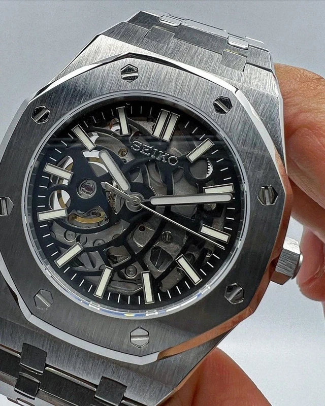 Silver Black Skeleton Royal Oak 41mm | NH70 Automatic Movement