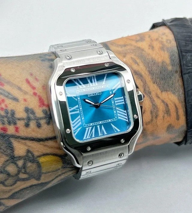Sea Blue Dial Silver Santos in 39mm | Automatic NH35